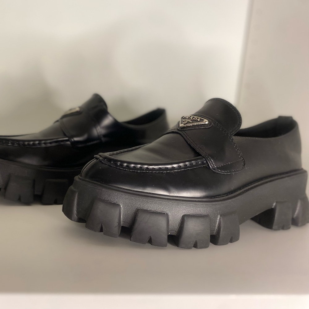 Prada Monolith Leather Platform Loafers